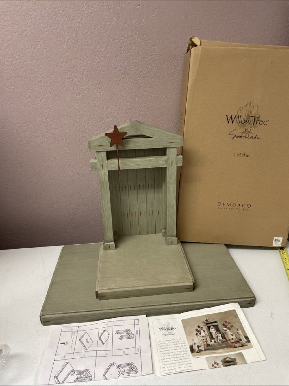 Willow Tree Demdaco Susan Lordi Creche Manger 3-Piece Set With Single Star & Box
